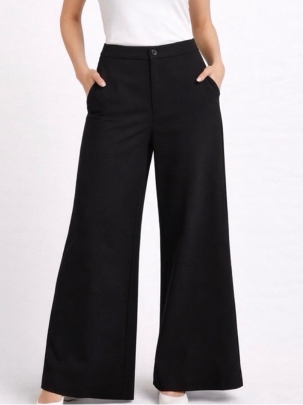 Black High Rise Wide Leg Pants | Minimalist Workwear women’s Small New (A459)✨